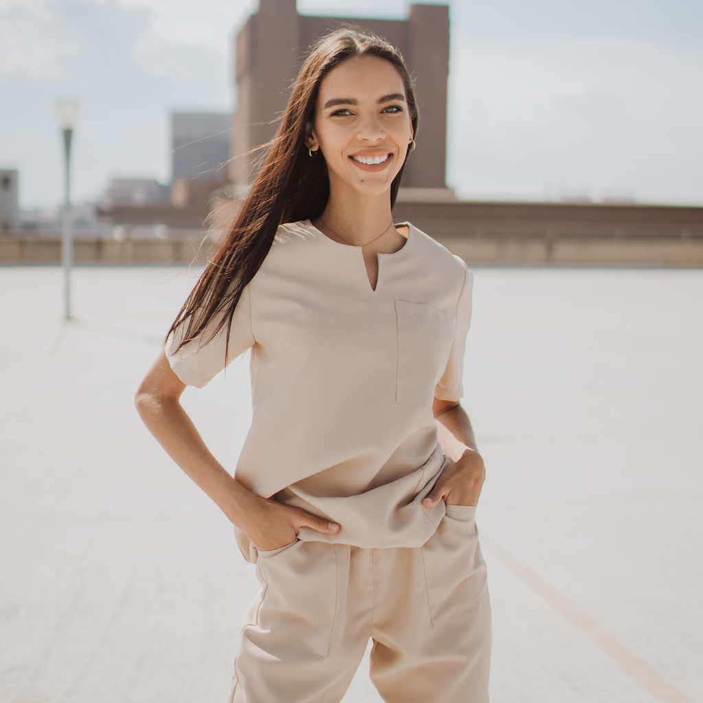 Scrub Top | Beige